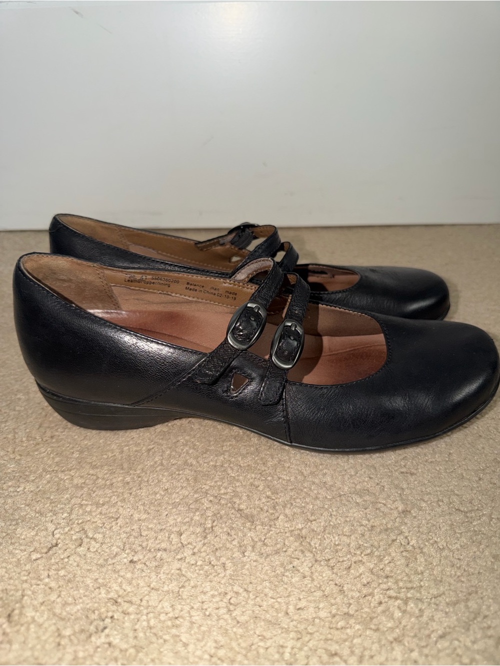 Dansko Balance Mary Jane Shoes Women’s 41 Black Leather Double Strap Comfort